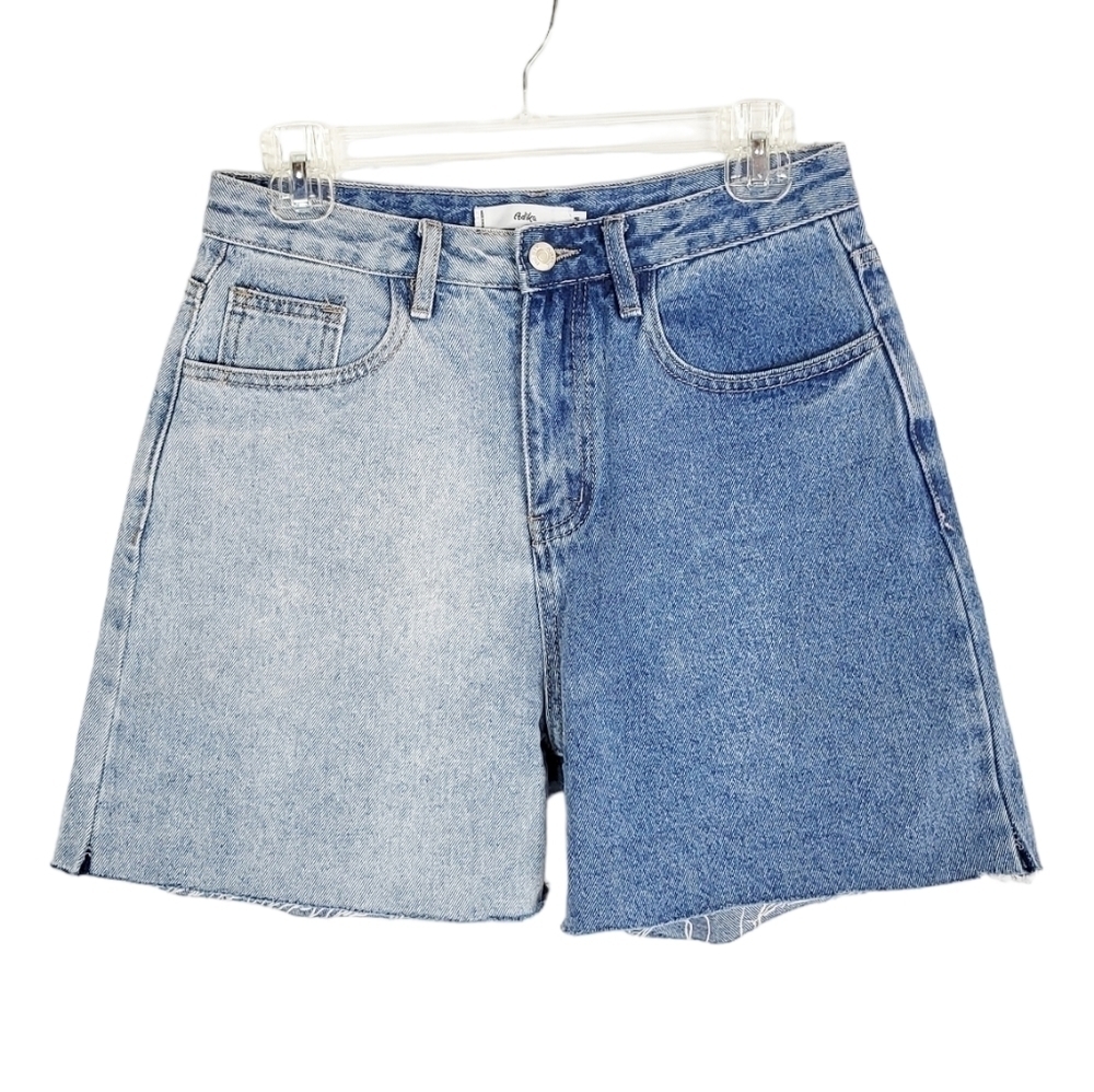 Adika Two-Tone Denim Bike Shorts - Light and Dark Blue